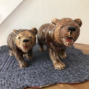 Vintage Ceramic Grizzly Bear Figurines